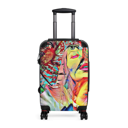 Getrott Eddy Bogaert Graffiti Art Girl Face 4 Cabin Suitcase Extended Storage Adjustable Telescopic Handle Double wheeled Polycarbonate Hard-shell Built-in Lock-Bags-Geotrott
