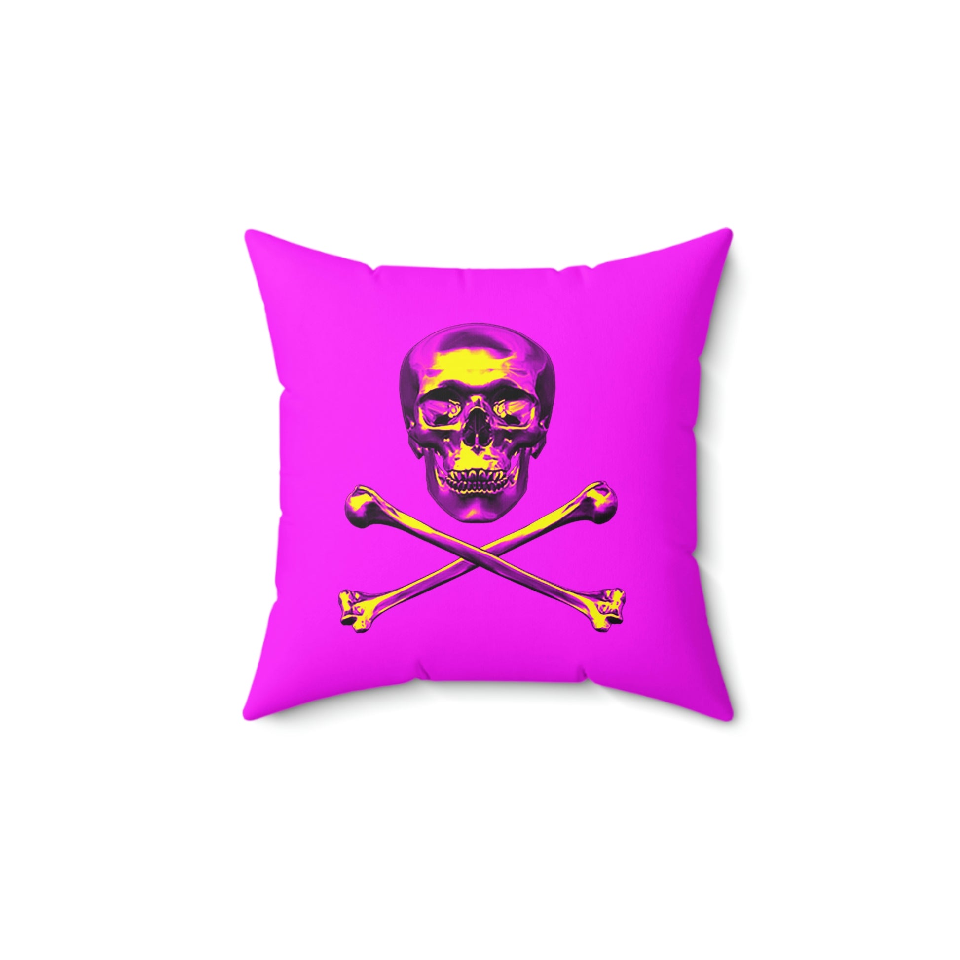 Geotrott Pink Skull & Bones Spun Polyester Square Pillow-Home Decor-Geotrott