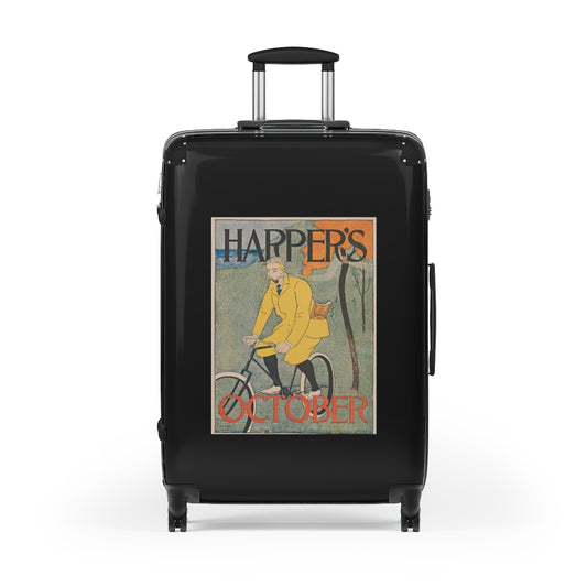 Getrott Harpers October World Classic Poster Man in Bycicle Cabin Suitcase Extended Storage Adjustable Telescopic Handle Double wheeled Polycarbonate Hard-shell Built-in Lock-Bags-Geotrott