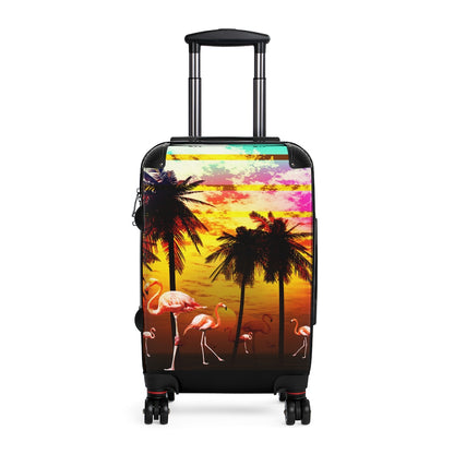 Getrott Beach Flamingos Sunset Art Cabin Suitcase Extended Storage Adjustable Telescopic Handle Double wheeled Polycarbonate Hard-shell Built-in Lock-Bags-Geotrott