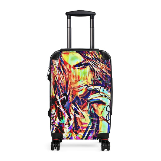 Getrott Eddy Bogaert Graffiti Art Girl Face 5 Cabin Suitcase Extended Storage Adjustable Telescopic Handle Double wheeled Polycarbonate Hard-shell Built-in Lock-Bags-Geotrott