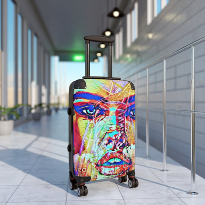 Getrott Eddy Bogaert Graffiti Art Girl Face Adriana Lima Cabin Suitcase Extended Storage Adjustable Telescopic Handle Double wheeled Polycarbonate Hard-shell Built-in Lock-Bags-Geotrott