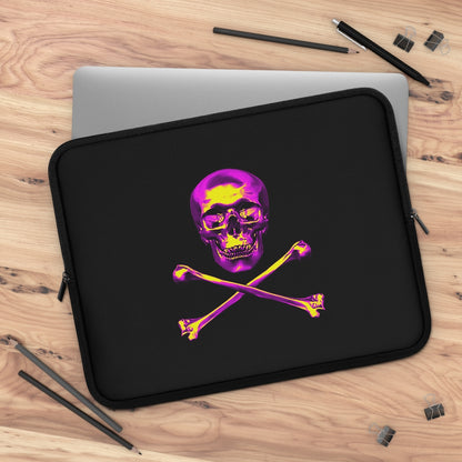 Getrott Pink Skull and Bones Black Laptop Sleeve