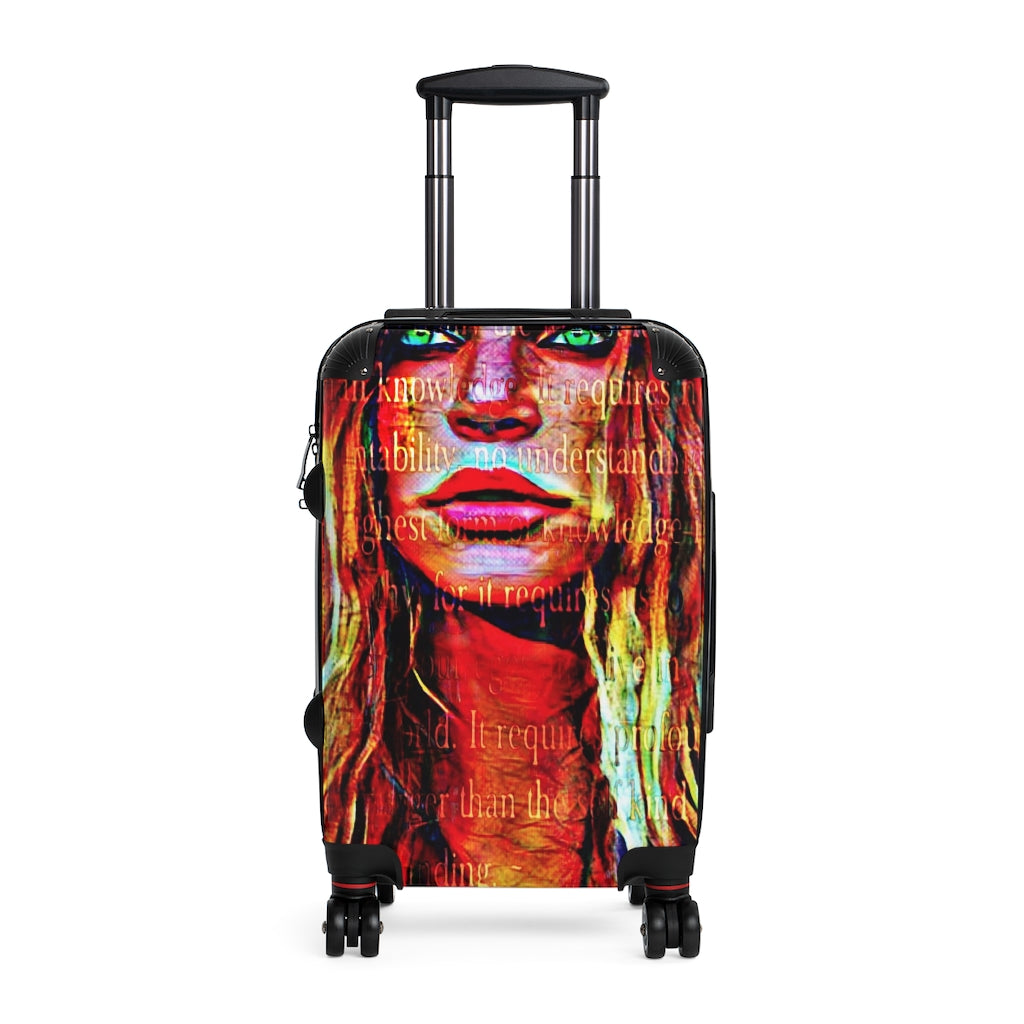 Getrott Pop Star Face Graffiti Art Cabin Suitcase Inner Pockets Extended Storage Adjustable Telescopic Handle Inner Pockets Double wheeled Polycarbonate Hard-shell Built-in Lock