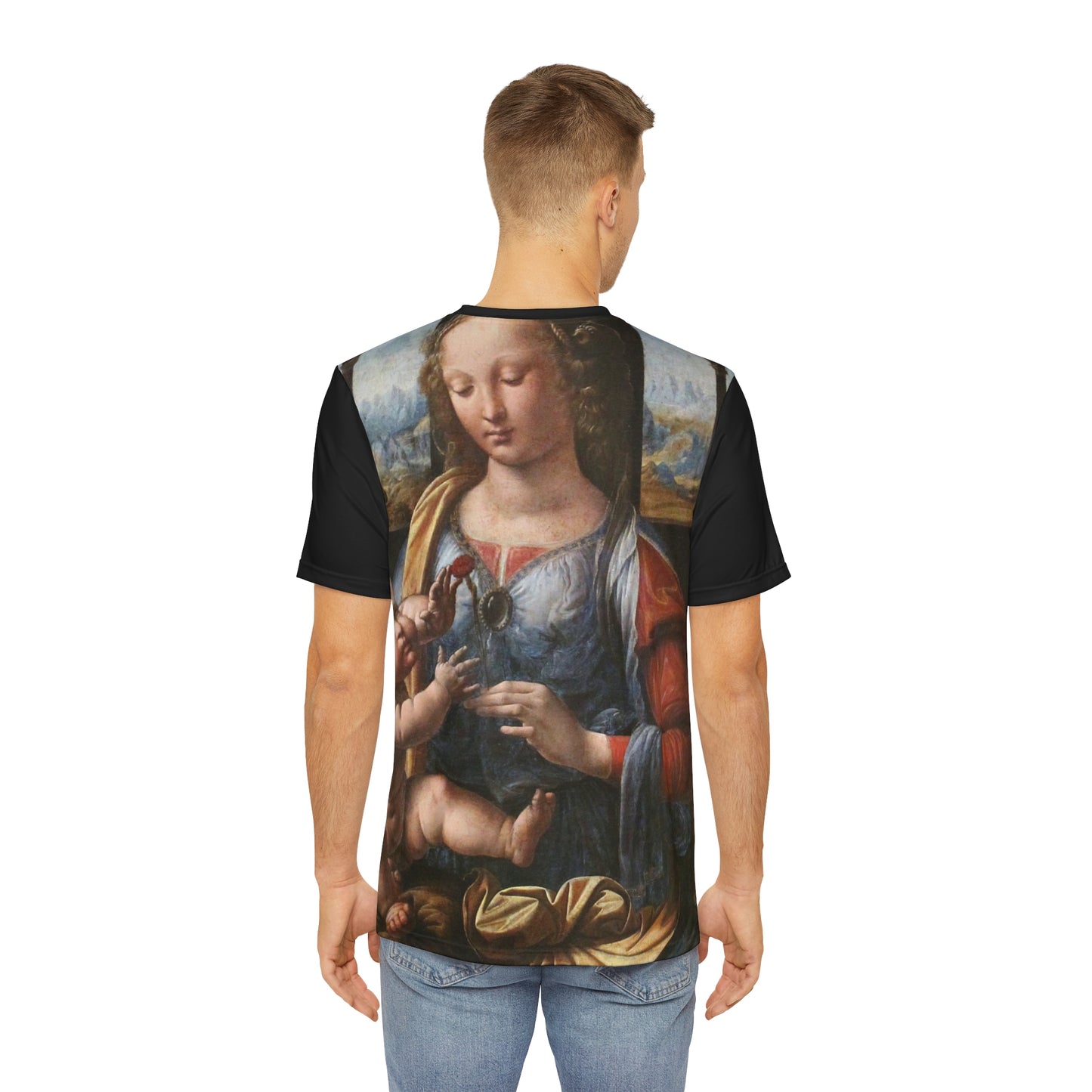 Leonardo da Vinci Madonna of the Carnation Classic Art Men's Polyester Tee (AOP)