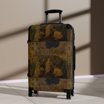 Getrott Adoration of the Magi (Leonardo) by Leonardo Da Vinci Black Cabin Suitcase Extended Storage Adjustable Telescopic Handle Double wheeled Polycarbonate Hard-shell Built-in Lock-Bags-Geotrott