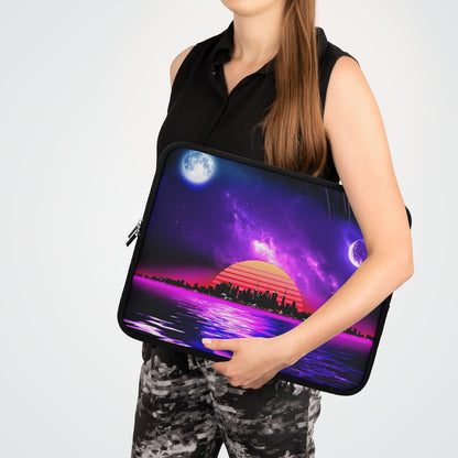 Getrott Space City Sunset Purple Black Laptop Sleeve-Laptop Sleeve-Geotrott