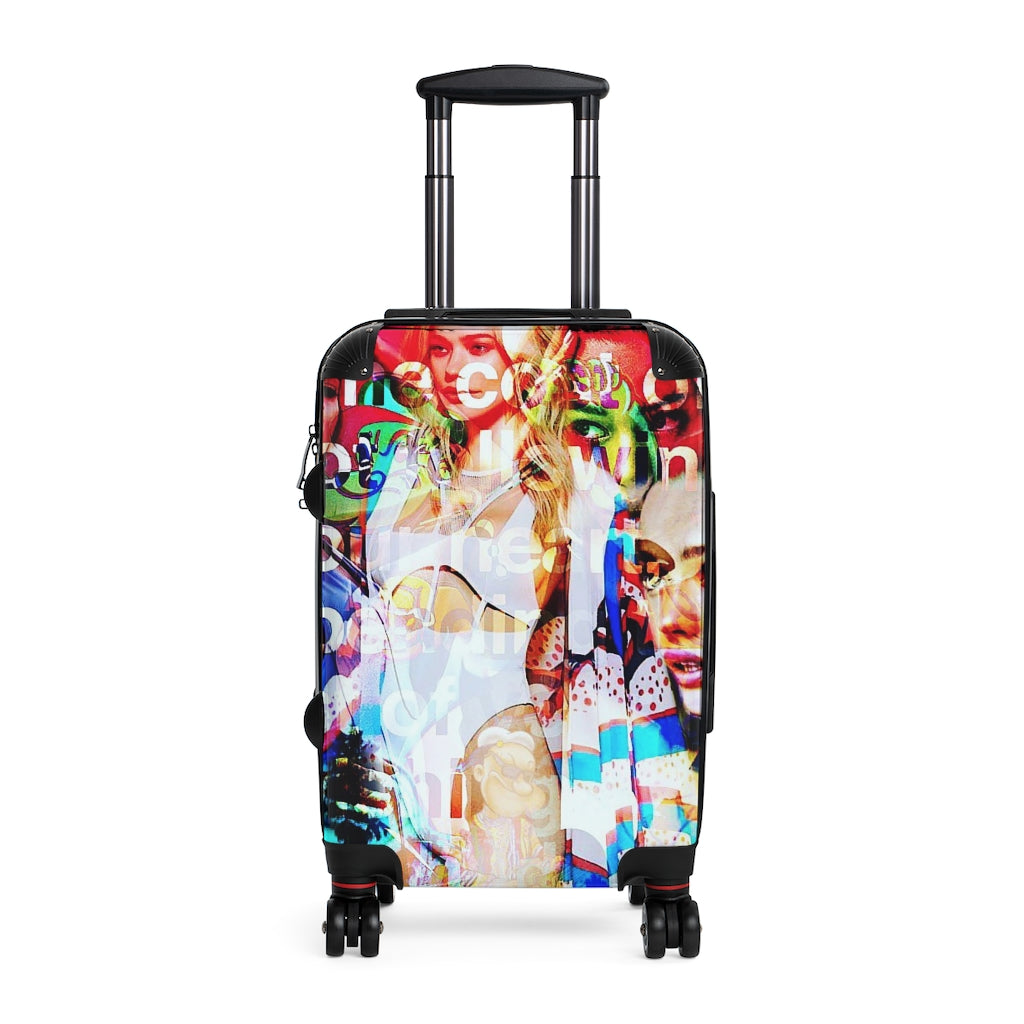 Getrott Cool Graffiti Blonde Model Cabin Suitcase Inner Pockets Extended Storage Adjustable Telescopic Handle Inner Pockets Double wheeled Polycarbonate Hard-shell Built-in Lock