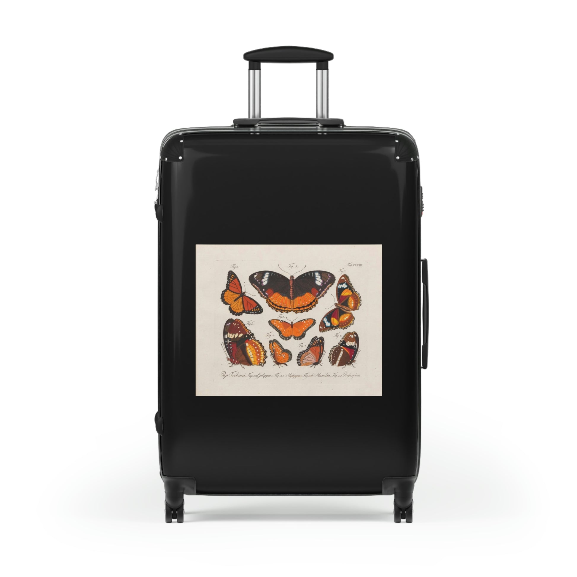 Getrott Butterflies Pap Tribuni Gilippus Milippus Manilia Proferpina Cabin Suitcase Rolling Luggage Inner Pockets Extended Storage Adjustable Telescopic Handle Inner Pockets Double wheeled Polycarbonate Hard-shell Built-in Lock