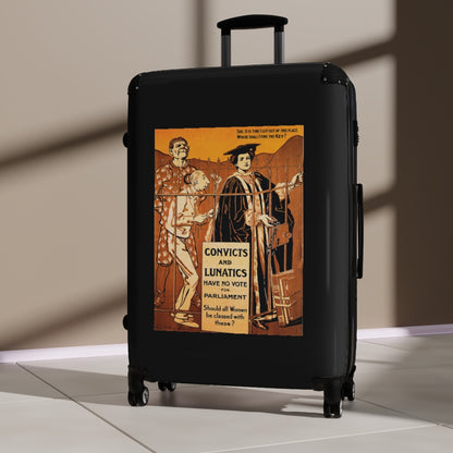 Getrott Convicts and Lunatics have No Vote for Parliament Black Cabin Suitcase Extended Storage Adjustable Telescopic Handle Double wheeled Polycarbonate Hard-shell Built-in Lock-Bags-Geotrott