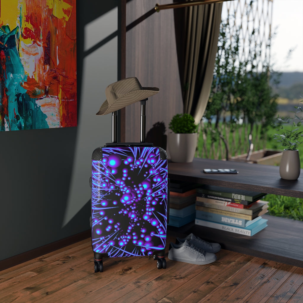 Getrott 3D Spines and Purple Bubbles Cabin Suitcase Inner Pockets Extended Storage Adjustable Telescopic Handle Inner Pockets Double wheeled Polycarbonate Hard-shell Built-in Lock