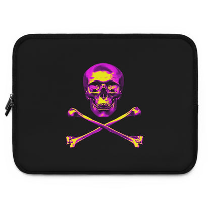 Getrott Pink Skull and Bones Black Laptop Sleeve-Laptop Sleeve-Geotrott