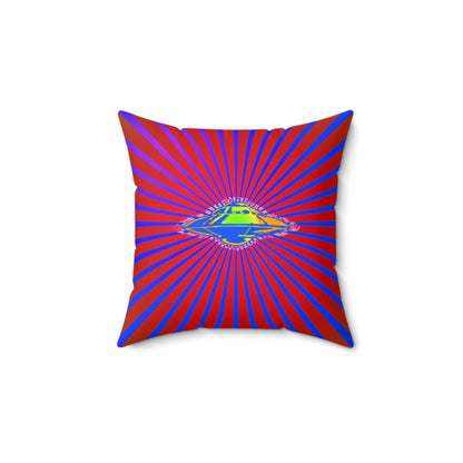 Geotrott Alien UFO Space Ship Flying Saucer Secret Aircraft Pink Blue Spun Polyester Square Pillow-Home Decor-Geotrott