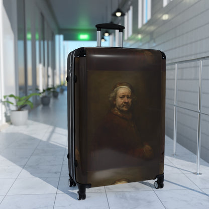 Getrott Rembrandt Self Portrait at the Age of 63 Rembrandt Black Cabin Suitcase Extended Storage Adjustable Telescopic Handle Double wheeled Polycarbonate Hard-shell Built-in Lock-Bags-Geotrott