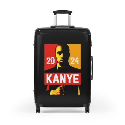 Getrott Kanye West for President 2024 Black Red Yellow Cabin Suitcase Extended Storage Adjustable Telescopic Handle Double wheeled Polycarbonate Hard-shell Built-in Lock-Bags-Geotrott