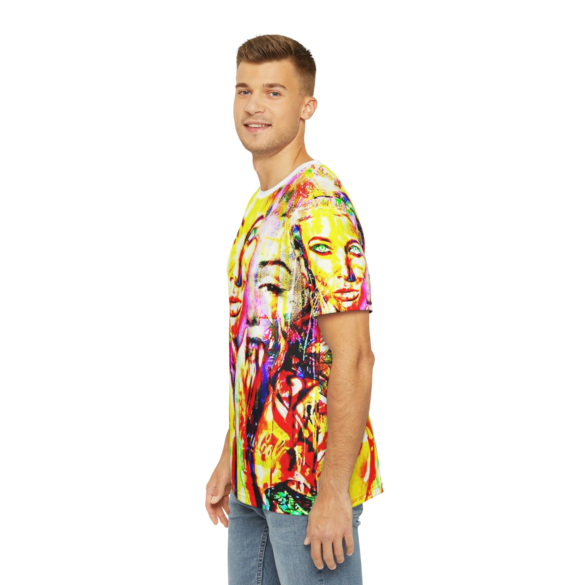 Copy of Copy of Copy of Copy of Copy of Copy of Copy of Copy of Eddy Bogaert Graffiti Bieber Statue of Liberty Art Men's Polyester Tee (AOP)-All Over Prints-Geotrott