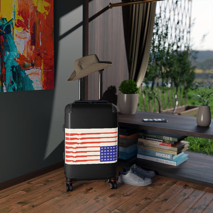 Getrott US Flag Guns for Stripes Planes for Stars 1970 World Classic Poster Black Cabin Suitcase Extended Storage Adjustable Telescopic Handle Double wheeled Polycarbonate Hard-shell Built-in Lock-Bags-Geotrott