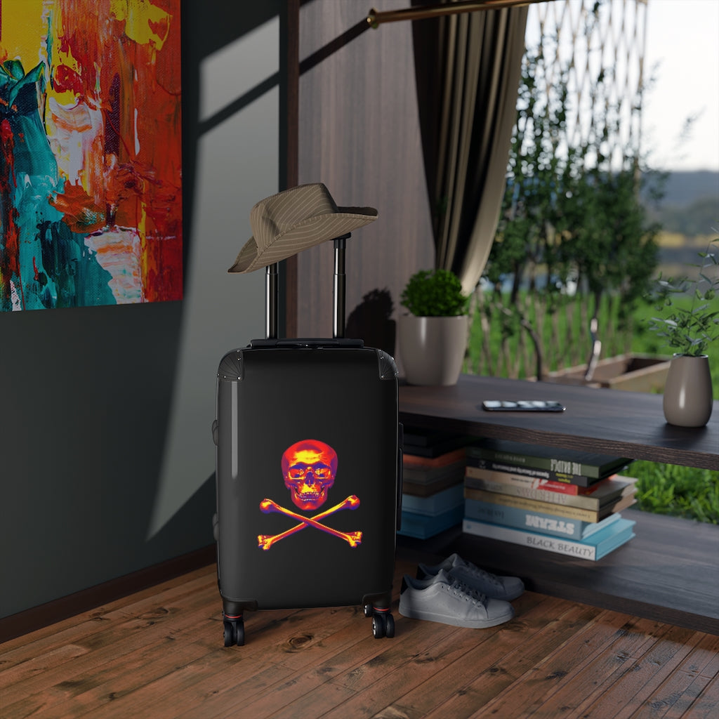 Getrott Black Res Yellow Skull & Bones Cabbin Luggage Carry-On Travel Check Luggage 4-Wheel Spinner Suitcase Bag Multiple Colors and Sizes