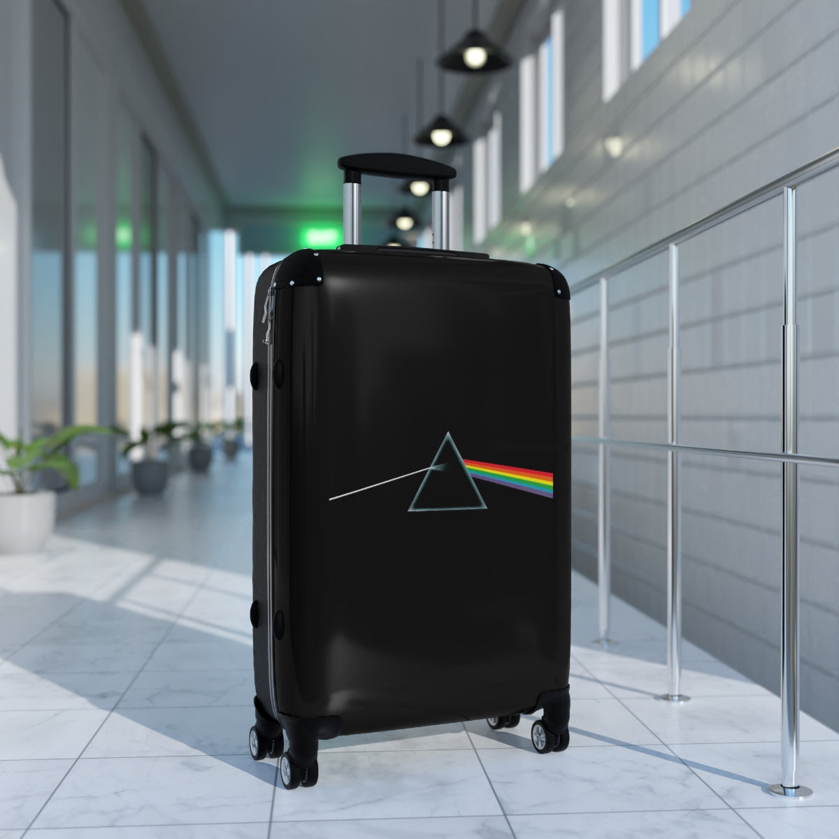 Getrott Pink Floyd Album Cover Black Cabin Suitcase Inner Pockets Extended Storage Adjustable Telescopic Handle Inner Pockets Double wheeled Polycarbonate Hard-shell Built-in Lock
