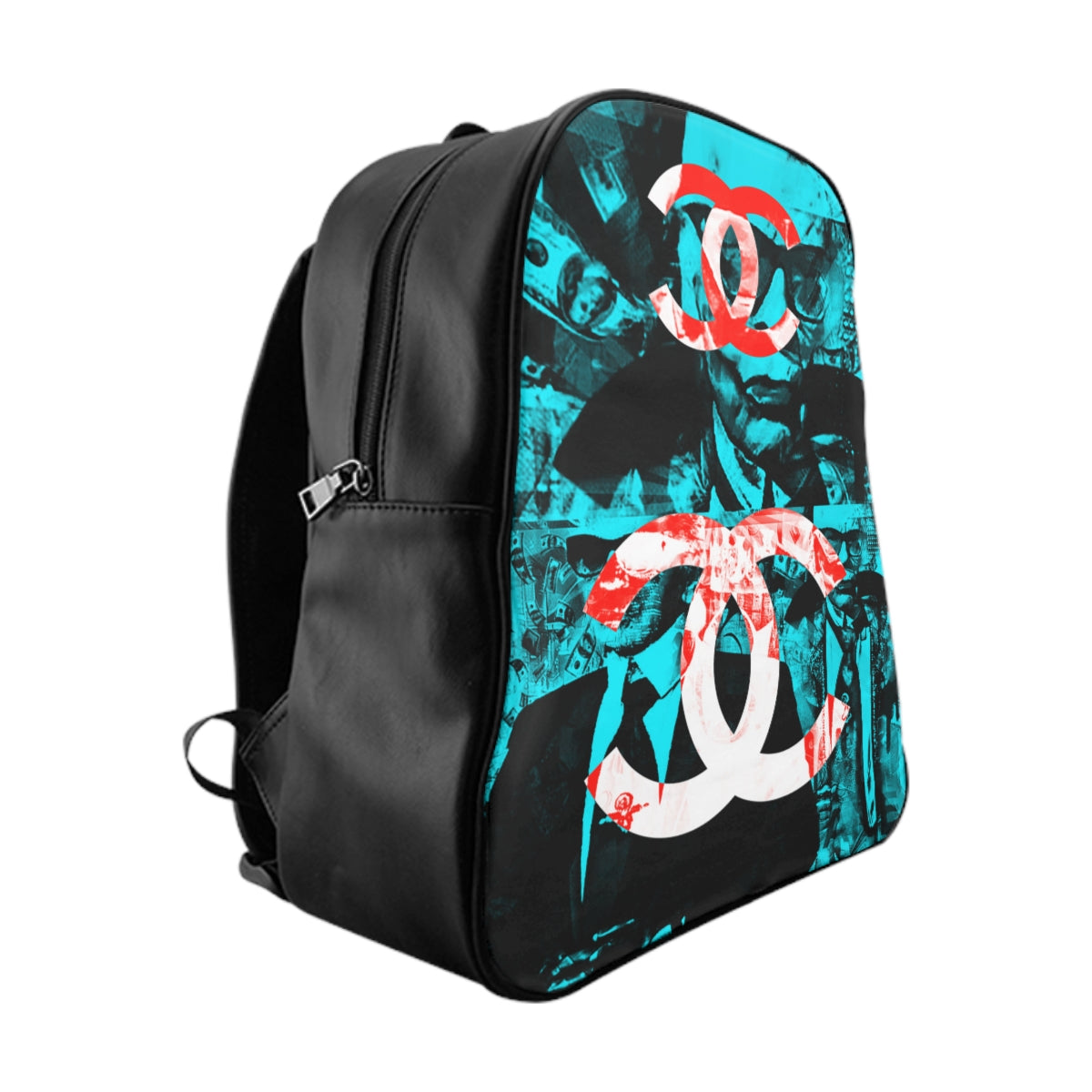 Getrott Inspired by C h a n e l Graffiti Blue School Backpack Carry-On Travel Check Luggage 4-Wheel Spinner Suitcase Bag Multiple Colors and Sizes