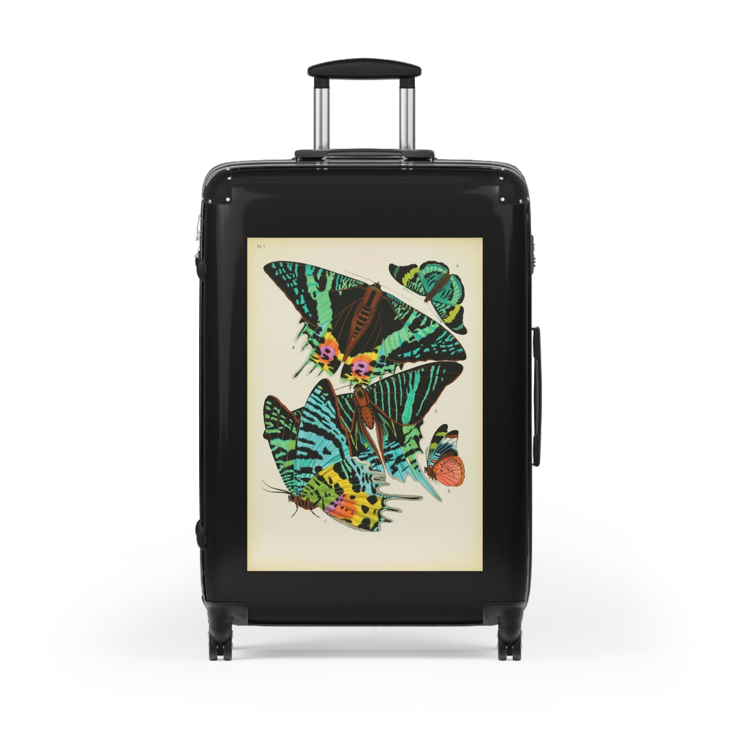 Getrott Butterflies Macrolepidopteran Rhopalocera Lepidoptera Black Red Yellow Cabin Suitcase Rolling Luggage Inner Pockets Extended Storage Adjustable Telescopic Handle Inner Pockets Double wheeled Polycarbonate Hard-shell Built-in Lock