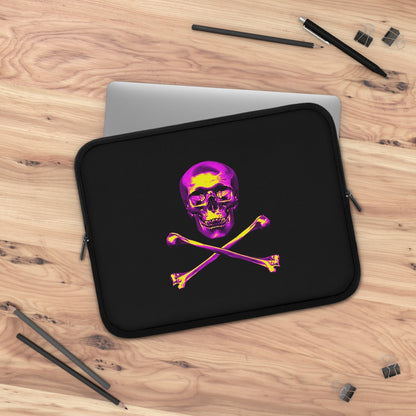 Getrott Pink Skull and Bones Black Laptop Sleeve-Laptop Sleeve-Geotrott