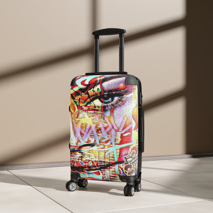 Getrott Eddy Bogaert Graffiti Art Girl Face 3 Cabin Suitcase Extended Storage Adjustable Telescopic Handle Double wheeled Polycarbonate Hard-shell Built-in Lock-Bags-Geotrott