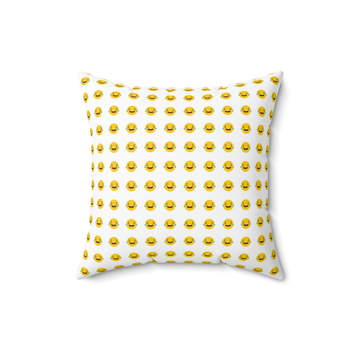 Geotrott Emojis Face with Tears of Joy White Spun Polyester Square Pillow