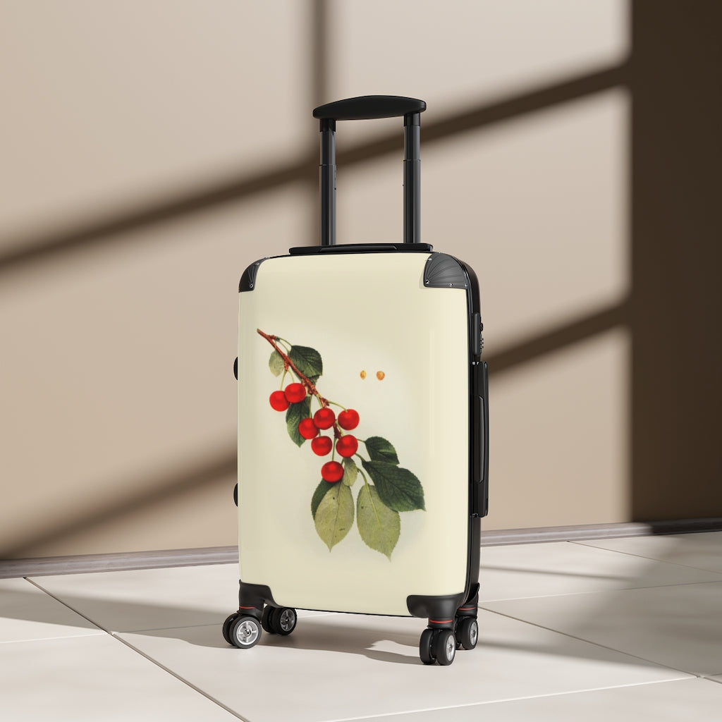 Getrott Cherries Fruit Farm Collection Cabin Suitcase Inner Pockets Extended Storage Adjustable Telescopic Handle Inner Pockets Double wheeled Polycarbonate Hard-shell Built-in Lock