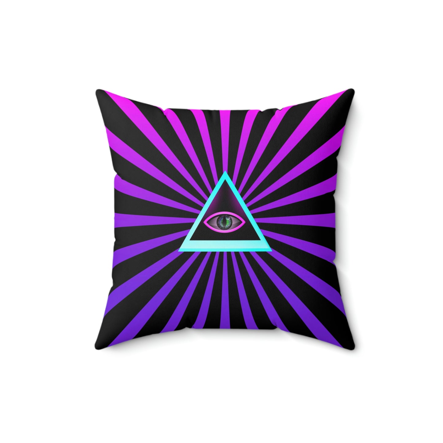 Geotrott lluminati Eye All Seeing Eye with Rays Art Pink Purple Rays Art Spun Polyester Square Pillow-Home Decor-Geotrott