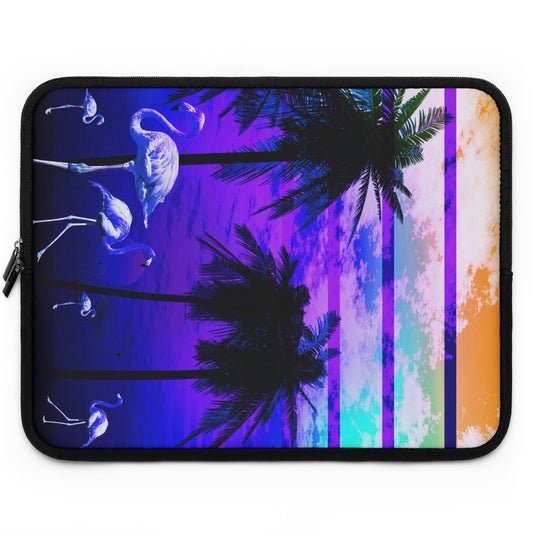 Getrott Blue Beach Sunset Flamingos Laptop Sleeve-Laptop Sleeve-Geotrott