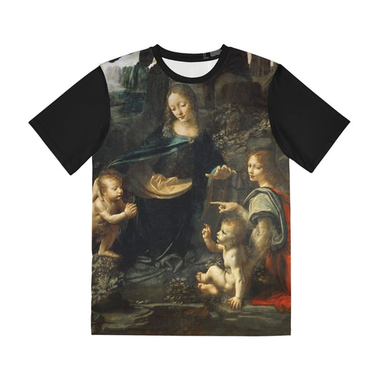 Leonardo Da Vinci Vergine delle Rocce Louvre Classic Art Men's Polyester Tee (AOP)