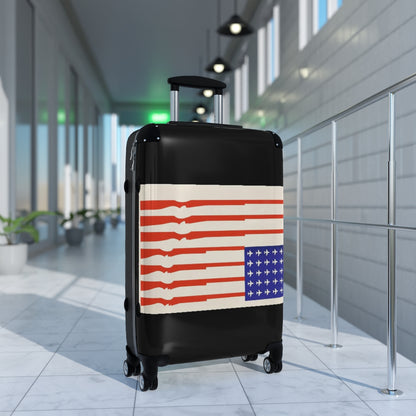 Getrott US Flag Guns for Stripes Planes for Stars 1970 World Classic Poster Black Cabin Suitcase Extended Storage Adjustable Telescopic Handle Double wheeled Polycarbonate Hard-shell Built-in Lock-Bags-Geotrott