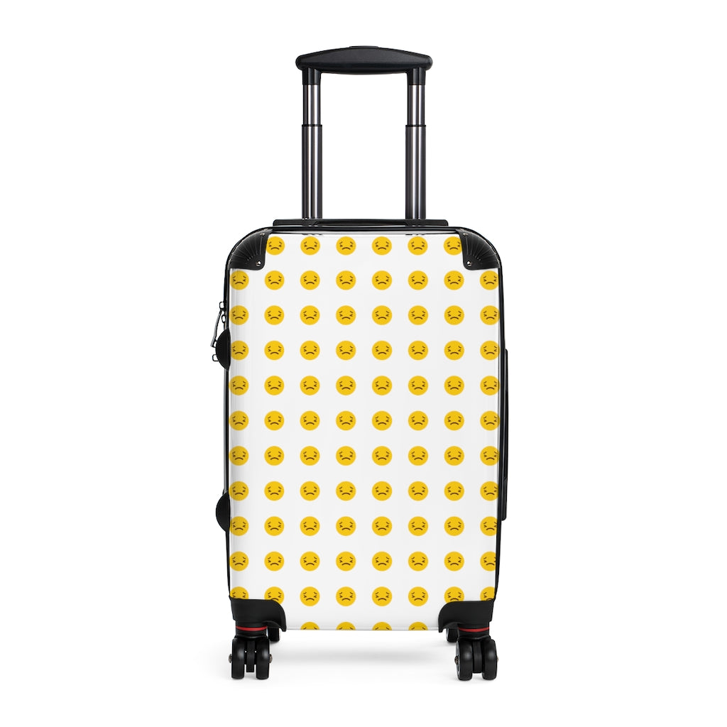 Getrott Emojis Tired Face Cabin Suitcase Inner Pockets Extended Storage Adjustable Telescopic Handle Inner Pockets Double wheeled Polycarbonate Hard-shell Built-in Lock Carry-On Travel Check Luggage 4-Wheel Spinner Suitcase Bag Multiple Colors and Sizes