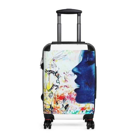 Getrott Blue Face graffiti with Cartoons Cabin Suitcase Extended Storage Adjustable Telescopic Handle Double wheeled Polycarbonate Hard-shell Built-in Lock-Bags-Geotrott