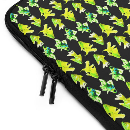 Getrott Green Goldfish Pattern Black Laptop Sleeve-Laptop Sleeve-Geotrott