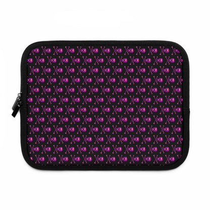 Getrott Pink Skull and Bones Pattern Black Laptop Sleeve-Laptop Sleeve-Geotrott