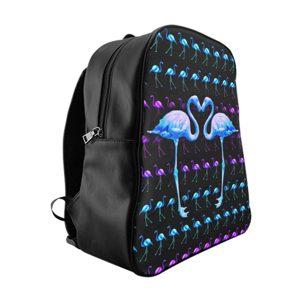 Getrott Blue Flamingo Padded Black School Backpack Carry-On Travel Check Luggage 4-Wheel Spinner Suitcase Bag Multiple Colors and Sizes