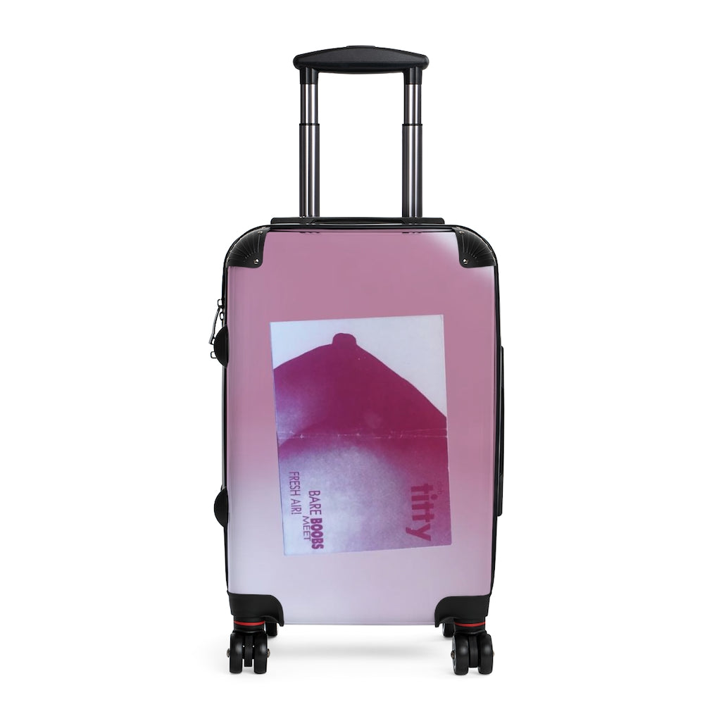 Getrott Club Titty Bare Boobs Meet Fresh Air NYC Party Flyer Cabin Suitcase Extended Storage Adjustable Telescopic Handle Double wheeled Polycarbonate Hard-shell Built-in Lock-Bags-Geotrott