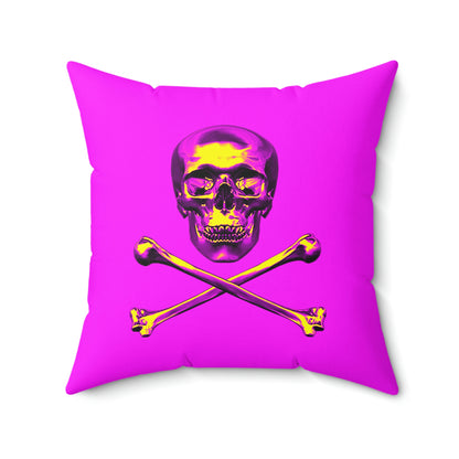 Geotrott Pink Skull & Bones Spun Polyester Square Pillow-Home Decor-Geotrott