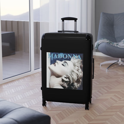 Getrott Madonna True Blue 1986 Black Cabin Suitcase Extended Storage Adjustable Telescopic Handle Double wheeled Polycarbonate Hard-shell Built-in Lock-Bags-Geotrott