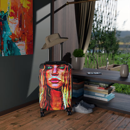 Getrott Eddy Bogaert Graffiti Art Girl Face 2 Cabin Suitcase Extended Storage Adjustable Telescopic Handle Double wheeled Polycarbonate Hard-shell Built-in Lock-Bags-Geotrott