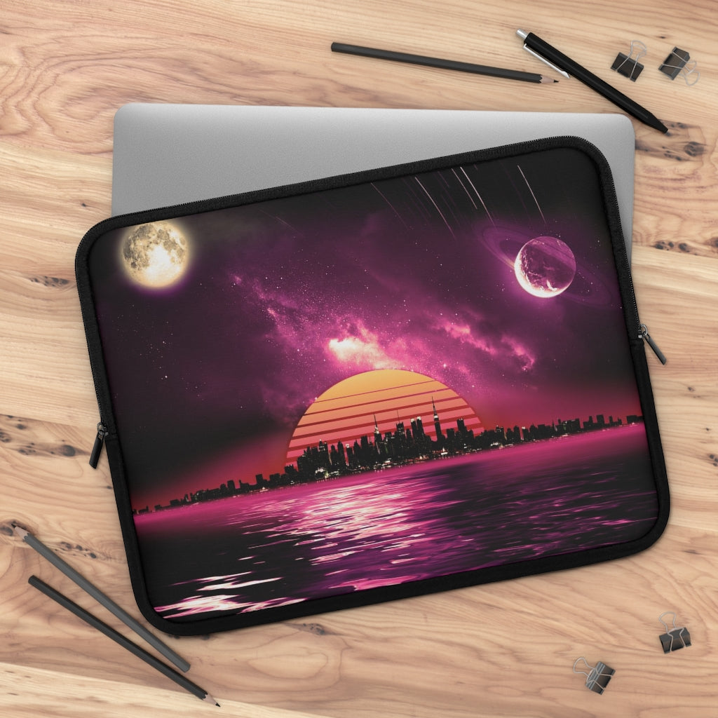 Getrott Space City Sunset Violet Black Laptop Sleeve