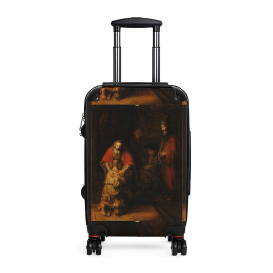 Getrott The Return of the Prodigal Son Rembrandt Black Cabin Suitcase Extended Storage Adjustable Telescopic Handle Double wheeled Polycarbonate Hard-shell Built-in Lock-Bags-Geotrott