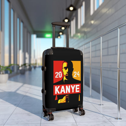 Getrott Kanye West for President 2024 Black Red Yellow Cabin Suitcase Extended Storage Adjustable Telescopic Handle Double wheeled Polycarbonate Hard-shell Built-in Lock-Bags-Geotrott