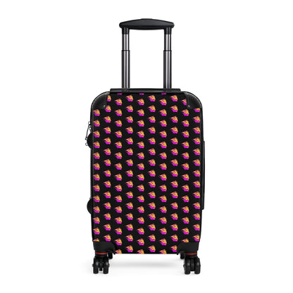 Getrott Old Sail Ships Pink Pattern Black Cabin Luggage Inner Pockets Extended Storage Adjustable Telescopic Handle Inner Pockets Double wheeled Polycarbonate Hard-shell Built-in Lock