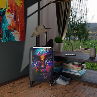 Getrott Super Model Face Graffiti Cabin Suitcase by Eddy Bogaert Extended Storage Adjustable Telescopic Handle Double wheeled Polycarbonate Hard-shell Built-in Lock-Bags-Geotrott