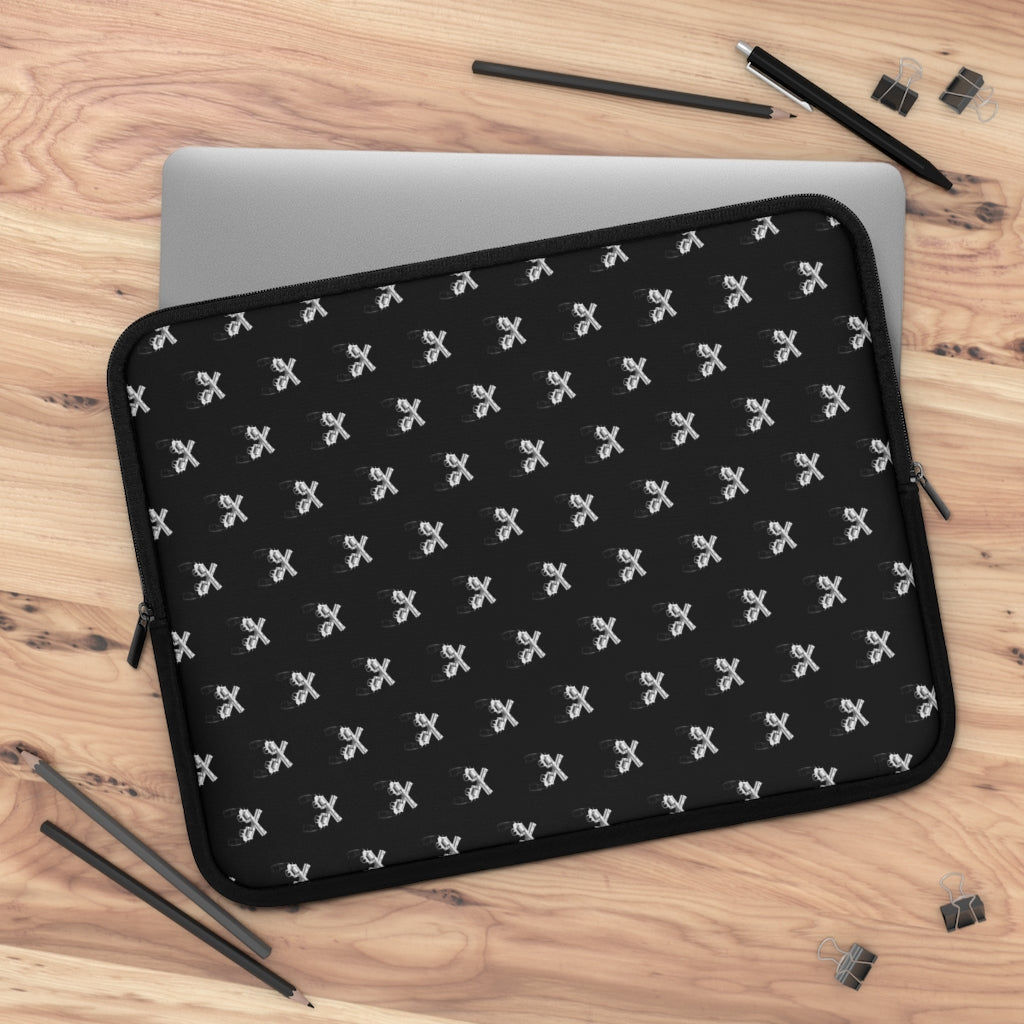 Getrott Black and White Magnum Guns Pattern Black Laptop Sleeve-Laptop Sleeve-Geotrott