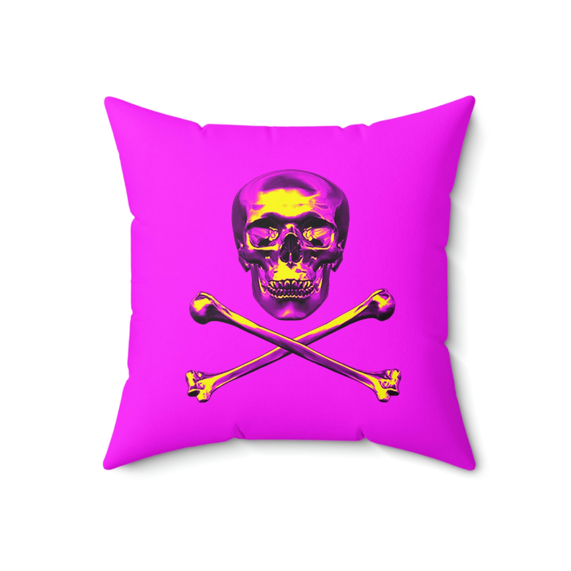 Geotrott Pink Skull & Bones Spun Polyester Square Pillow