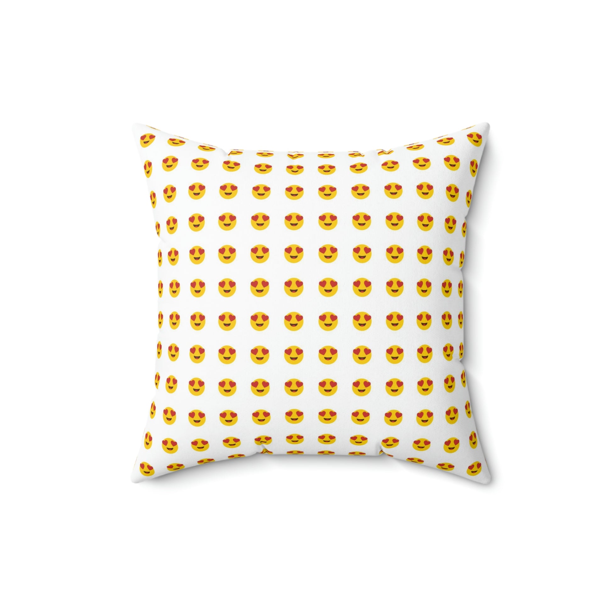 Geotrott Emojis Smiling Face with Heart-Eyes White Spun Polyester Square Pillow-Home Decor-Geotrott